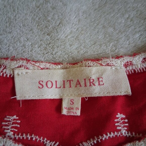 Solitaire Women's Size Small Red Embroidered Bohemian Ruffle Feminine Top - Picture 5 of 12